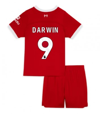 Liverpool Darwin Nunez #9 Primera Equipación Niños 2023-24 Manga Corta (+ Pantalones cortos)